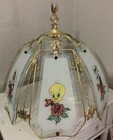 1996 Looney Tunes Warner Bros Brass Touch Lamp Shade Tweety Bugs Pepe Sylvester
