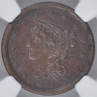 1851 Braided Hair Half Cent Ngc Au58 Bn C-1 Nice Coin