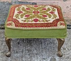 Vintage Old Kneeling Bench Foot Stool Ottoman Floral Fabric Seat Cushion Decor
