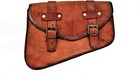 Real Brown Leather Vintage Motorcycle Tool Bag Forks  Sissy Bar  Saddle Pannier