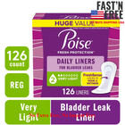 Poise Daily Incontinence Panty Liners  Very Light  Regular  126 Count  3 Pack