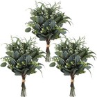 Zeyune 60 Pcs Artificial Eucalyptus Leaves Silver Dollar Eucalyptus Stems Dec   