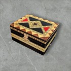 Vintage Wooden Trinket Jewelry Box Inlaid Geometric Toyo Music Box Handcrafted