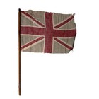 Antique  vintage    Union Jack Flag Faded Cotton Wooden Stick