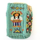 Vintage Native American Seed Bead Cigarette Case  Zippered Coin Purse  1960s