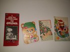 Vintage Christmas Greeting Cards Lot Of 4 - 1940s To 1980s - New   Unused 