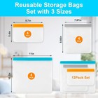 12 Pack Reusable Freezer Bags Dishwasher Safe  Leakproof Food Storage Bags 