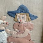 Vintage Hand Sewn Framed Art Picture Girl  Sheep Fluffy Bo Peep
