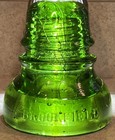 Vintage Brookfield Insulator Emerald Green Heavy Glass Cd 152 Hoopskirt Style