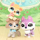 3x Lps Purple Huksy And Baby Dog Brown Collie Cute Kids Girl Gift Toys Figure