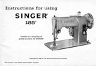 Singer 185 185k3 Instruction Manual Color Covers - Loop Binding - Tough Covers