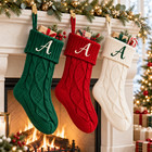 A Initial Personalized Embroidered Knit Christmas Stocking White Christmas Decor