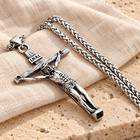 Men Stainless Steel Jesus Christ Crucifix Cross Pendant Chain Necklace