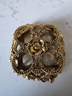 Vintage Mcm 1950 s Hollywood Regency Gold Floral 4 Tube Lipstick Dresser Caddy