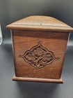 Rare Wooden Cigarette Box With Unusual Flip Front Unique Handcarved Decoration