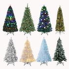 4 5 6 7ft Led Pre-lit Fiber Optic led Lights snow Flocked Christmas Tree Spruce