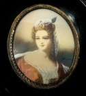 Antique Handpaintd Victorian Lady Portrait Signed Framed In Wood Frame Convic Gl