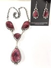 Navajo Handmade Sterling Silver   Purple Spiny Oyster Necklace And Earrings Set
