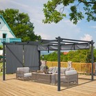Aoodor 12x14 Ft  Aluminum Patio Pergola W sun Shade Cover And Retractable Canopy