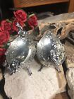 Vintage Repousse Floral German Silver 800 Boat Cherubs Master Salt Cellars 2pc