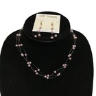 Lee Sands Floating Pink Faux Pearl Bead Jewelry Set Earrings Necklace Bracelet