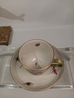 Herend Rothschild Bird  ro  Flat Cup   Saucer Set Green Handle  1708  4    Mint