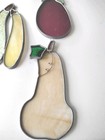 Vintage Stained Glass Lady Zucchini And Eggplant Sun Catchers Colorful Unique