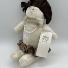 Woof And Poof Snowman 14  Plush Cream White With Gold Skirt Brown Beret Pearls