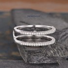 Moissanite Enhancer Guard Wedding Band 0 80 Carat Round Cut Solid 14k White Gold