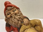 Vintage pre-owned 12  Ceramic Painted Garden Gnome leaning laying Back