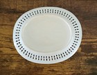 Antique Chinese Export Canton Blue White Reticulated Platter Pierced Tray 19thc