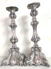 Antique Silver-plated Repousse Sabbath Candlesticks Judaica 11  X 4 1 4 