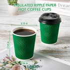 100 Count 8 Oz Coffee Cups With Lids  Insulated Ripple Wall Hot Coffee Cups F   