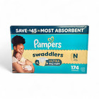 Pampers Swaddlers Ultra Day   Night Baby Diapers  size N  - 174 Count