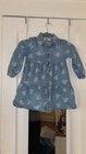 Minnie Mouse Disney Girls Blue Denim Shirt Dress Floral Button Front Size 4 5