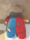 Vtg Eden Clown Teddy Bear Musical Wind Up Plush Colorblock Star 80s 90s