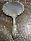 Vintage Silver Plated Handheld Vanity Mirror Victorian Style