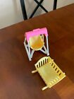 1992 Fisher Price Chunky Little People Nursery Set Baby Swing Cradle Furniture