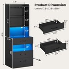 Tall Nightstand With Led Lights Bedside Table With 3 Drawers   Storage Shelves