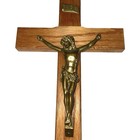 Vintage Wooden Metal Wall Cross Crucifix Holy Religious Carved Christ Natural