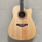 41  Natural Cutaway Acoustic Guitar Solid Spruce Wood Top Hollow Gigbag Bone Nut