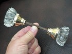 Vintage Pair Of Clear Crystal Glass   Brass Finish Door Knobs  Spindle  Screws
