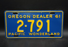1961 Oregon Dealer License Plate - Pacific Wonderland - Embossed Dated