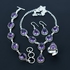 Blue Iolite Gemstone 925 Sterling Silver Handmade  Four Pcs Jewelry Set