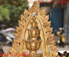 Tibet Bronze 24k Gold Gilt Avalokitesvara Kwan-yin Guanyin Buddha Goddess Statue