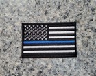 Police American Flag Patch Embroidered Iron On Thin Blue Line Usa 3 x2 