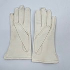 Vtg Women s Size 8 Genuine Real Leather Gloves 100  Silk Lining Solid Off White