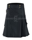 Men   s Black Utility Kilt 100  Cotton Jeans With Cargo Pockets Sizes 34 - 48