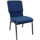 18 5  Wide Multipurpose Navy Fabric Stacking Church Chair With Silver Vein Frame