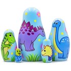 Dinosaur Nesting Dolls Set 5 Pcs - Dinosaur Russian Dolls - Wooden Dinosaur